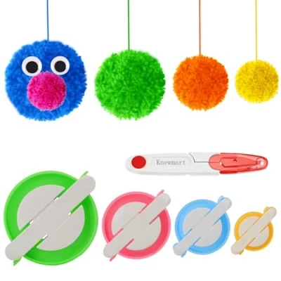 Afbeelding van KNEWMART pompom maker, 4 maten pomponmaker, grote set fluff bal weber DIY handwerk making kit voor beginners + 1 schaar (5)