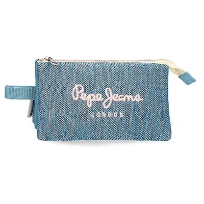 Afbeelding van Pepe Jeans Lena pennenetui, drievoudig, Blauw, 22 x 12 5 cm, polyester, Estuche Triple, Drievoudig etui