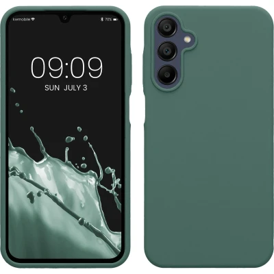 Afbeelding van kwmobile telefoonhoesje geschikt voor Samsung Galaxy A15 5G Hoesje met siliconen coating Smartphone case in dennengroen