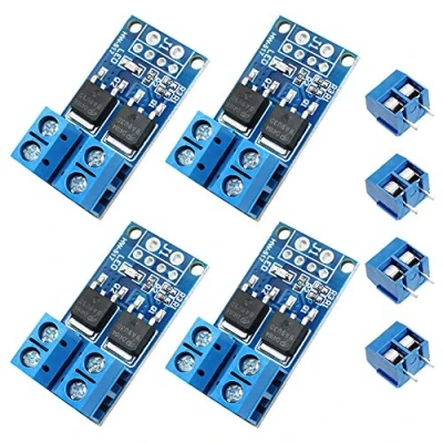Afbeelding van WayinTop 4x Mosfet triggerschakelaar aandrijfmodule Dual High Power Switching Driver Module DC 5V 36V 15A PWM Drive 400W 0 20 kHz + 4 x 2 Pin PCB Mount Screw Terminal Block