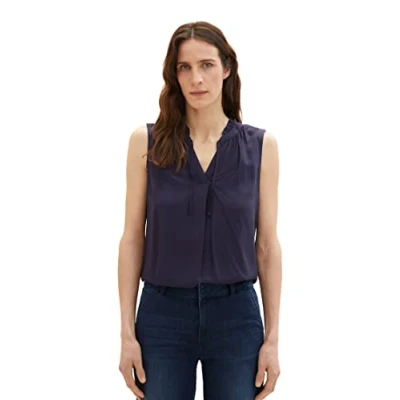 Afbeelding van TOM TAILOR Dames 1037431 blouse, 10668 Sky Captain Blue, 36, 36