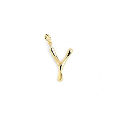 Afbeelding van SINGULARU Charm Letter XL. Hanger met Initiaal in Messing 18Kt Goud Plating. Combineerbaar Ketting. Sieraden voor Vrouwen. Y