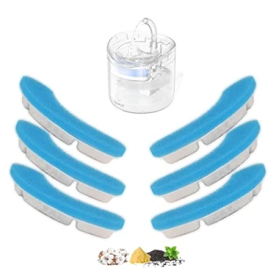 Afbeelding van HAPUP Upgrade Kattenfontein Filters Quadruple Action Vervangend Drinkfontein Waterfilter voor Kattenwaterfontein 1,8 L Huisdierfontein met Filter Kat Fontein Reservefilter Boog 6 stuks