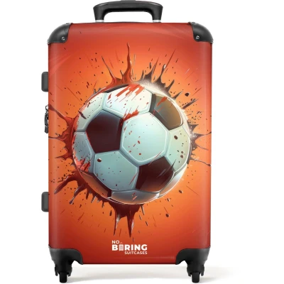 Afbeelding van NoBoringSuitcases.com® Kinderkoffer groot Kindertrolley koffer Voetbal Explosie Rolkoffer lichtgewicht Reiskoffer met 4 wielen Grote trolley XL 20 kg bagage