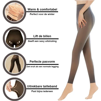 Afbeelding van Sorprese Fleece Legging Thermo L/XL Huidskleur Doorschijnend Panty Warme TikTok