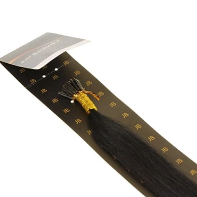 Afbeelding van hair2heart Microring I Tip Extensions van echt haar, 40 cm, 0,5 g strengen, glad, kleur 1 zwart