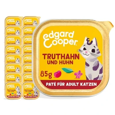 Afbeelding van Edgard &amp; Cooper kattenvoer, nat graanvrije kat, volwassenen, gesteriliseerd of actief natvoer, natuurlijk paté, 85 g x 16, kalkoen en kip, smakelijk uitgebalanceerd voedsel