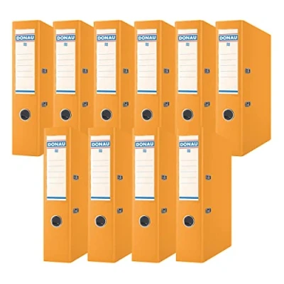 Afbeelding van Donau ordner breed / 10 stuks/DIN A4 7,5 cm stuks/oranje/plastic omslag PP/karton papier