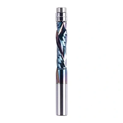 Afbeelding van SpeTool Afschuiningsfrees 8mm Schacht Spiraalfrees Extra Lang Kopieerfrees Bovenfrees Op &amp; Neer Compressie 32mm Snijlengte met SPE X Coating Hardmetalen Spiraalgroef en dubbel kogellager Onderzijde