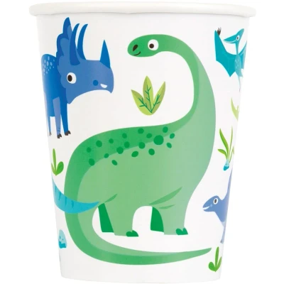 Afbeelding van Dinosaurus Blauw &amp; Groen Bekers 250 ml 8 stuks