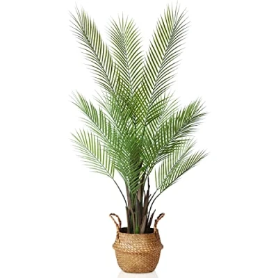 Afbeelding van Kazeila Kunstpalmboom 120 cm decoratieve kunstplanten binnenshuis nep plastic planten Areca palmboom binnen buiten woondecoratie (1 stuks)