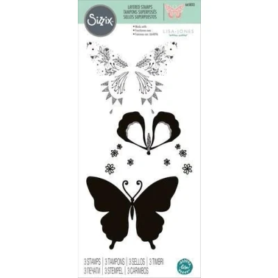 Afbeelding van Sizzix Layered Clear Stamps 3PK Decorated Butterfly 665833 Lisa Jones (01 23)