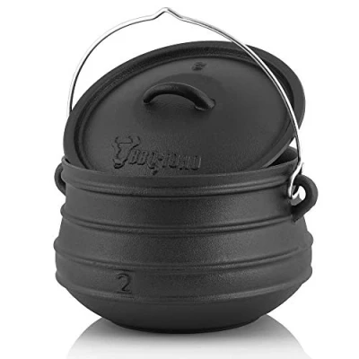 Afbeelding van BBQ TORO Potjie #2 6 liter Gietijzeren Heksenketel Kookpot Zuid Afrikaanse Nederlandse oven