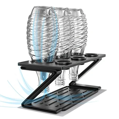 Afbeelding van Newaner Flashhouder voor SodaStream, 3 delige afdruiphouder met uitneembare afdruipbak en dekselhouder, afdruiprek Soda Stream Crystal Emil flessen, weigeren te krassen (zwart)