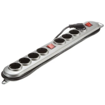 Afbeelding van UNITEC Silver Line Stekkerdoos, 2 x 4 voudig, met schakelaar