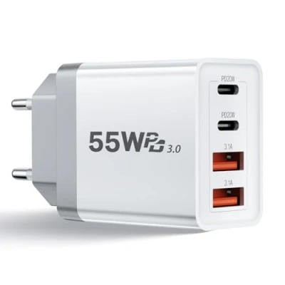 Afbeelding van NEUTYPECHIC 55 W USB C oplader, 4 poorten meervoudig met en A, snellader PD 3.0 Power, Fast Charger voeding mobiele telefoon voor iPhone 16 15 14 13, Samsung Galaxy