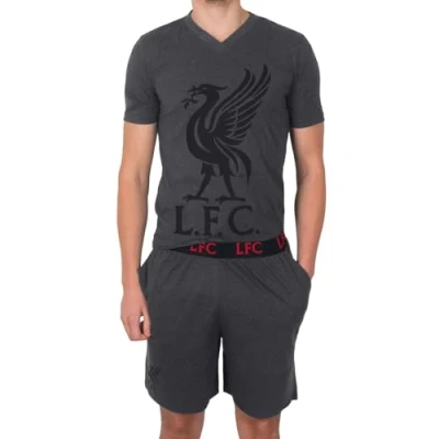 Afbeelding van Liverpool FC Pyjama met korte broek/loungewear voor mannen Officieel Clubcadeau Grijs Large