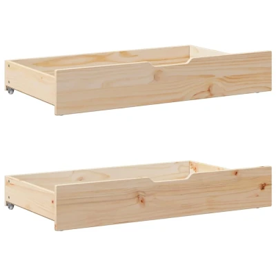 Afbeelding van vidaXL Bedlades 2 st met wieltjes 95x55x16 cm massief grenenhout
