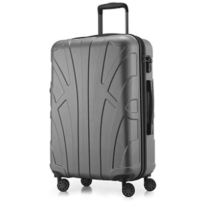 Afbeelding van Suitline harde koffer trolley check in bagage, TSA, 66 cm, ca. 58 liter, 100% ABS mat zilver