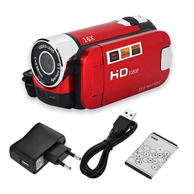 Afbeelding van Video Camer Camcorder, Full HD 270 Rotatie 16X High Definition Digitale Camcorder DV Camera TV 720P Uitgang Voor Party Outdoor Picknick Camping VS(rood)