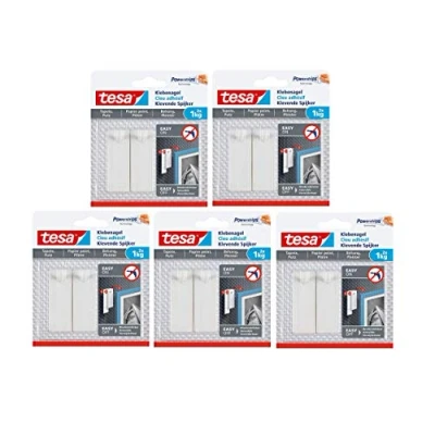 Afbeelding van tesa 77773 zelfklevende spijkers voor behang en gips, gevoelige oppervlakken, eenvoudig aan te brengen verwijderen, zonder resten, 2 x 1 kg houdvermogen, kg, stuks