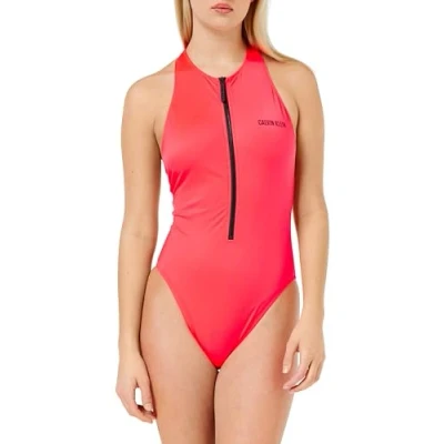 Afbeelding van Calvin Klein Swimwear Racer Badpak, Dames, Maat: Medium, Signal red
