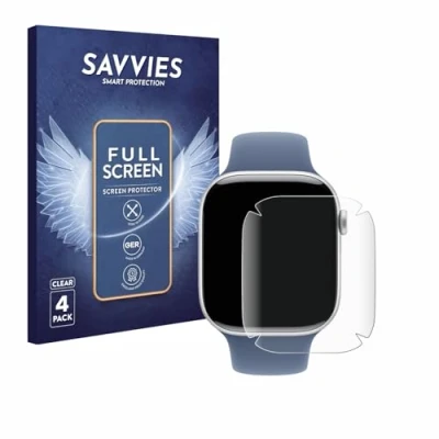 Afbeelding van Savvies (4 Stuks) Full Screen Scherm Beschermfolie voor Apple Watch series 10 (46 mm) Cover Protector 3D Curved [Edge to Edge, Ultra Clear]