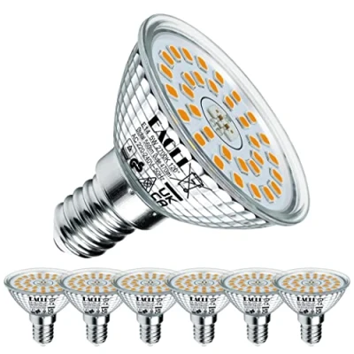 Afbeelding van EACLL E14 LED warm wit 5 W vervangt 60 halogeenlamp, verpakking van 6 560 lumen 2700 K, stralingshoek 120 graden, niet dimbare korte reflectorlampen, flikkervrije AC 230 V spaarlamp