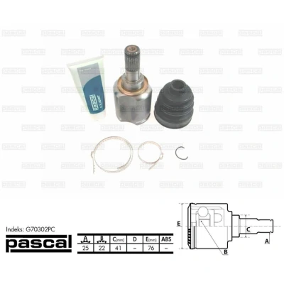 Afbeelding van Homokineet reparatie set, aandrijfas PASCAL G70302PC