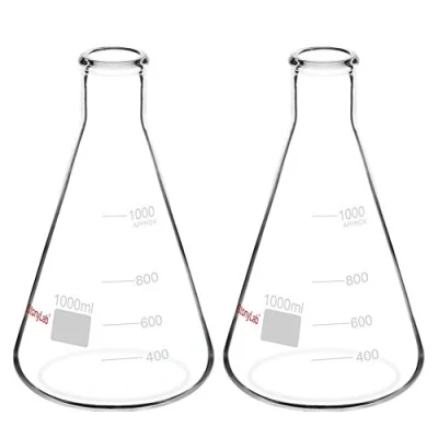 Afbeelding van stonylab (2 Stuks) 1000 ml Erlenmeyer Glazen Kolven met Smalle Mond en Stevige Rand, 1 L (1 Liter)