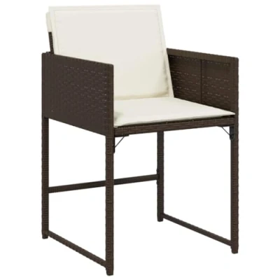 Afbeelding van Tuinstoelen 4 st met kussens poly rattan bruin