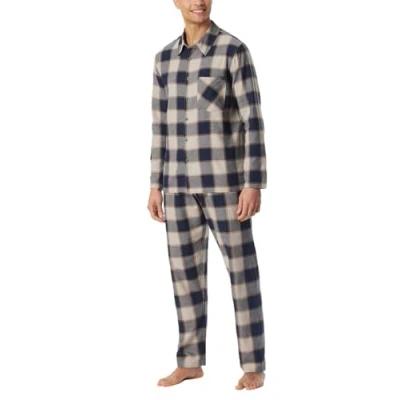 Afbeelding van Schiesser SET Pyjama, Heren, Maat: 56, Beige blau