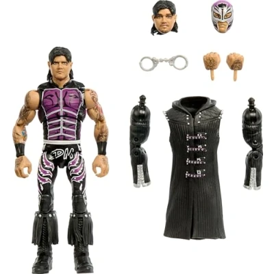 Afbeelding van WWE Mattel Ultimate Edition Actiefiguur &amp; Accessoires, 6&quot; Dominik Mysterio Collectible Set, verwisselbare hoofden en handen, 30 scharnierpunten