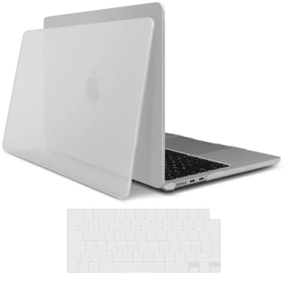 Afbeelding van TECOOL Case Hoes voor nieuwe 2023 MacBook Air 15 inch M2 Model A2941, Anti vingerafdruk Hardcase Plastic Harde Koffer Bescherming en EU Toetsenbord Cover, doorzichtig