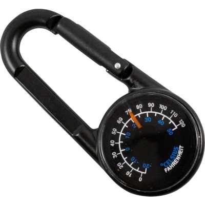 Afbeelding van munkees 3135 Karabijnhaak met kompas, thermometer, sleutelhanger, functionele karabijnhaak, aluminium, zwart