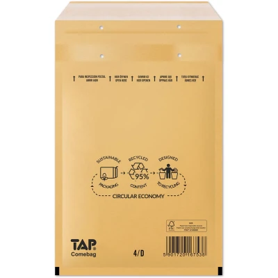 Afbeelding van Comebag luchtkussenenveloppen, ft 180 x 265 mm, met stripsluiting, bruin, doos van 100 stuks enveloppen