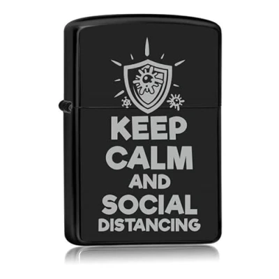 Afbeelding van Aansteker Zwart Keep Calm And Social Distancing