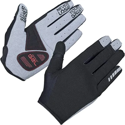 Afbeelding van GripGrab Shark Padded Lange Vinger Zomer MTB Gravel Fietshandschoenen met Padding Zwart Unisex Maat XL