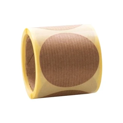 Afbeelding van MD Labels Geribbelde natuurlijke bruine ronde kraftstickers 47 mm 100 stuks decoratieve stickers vitage gift