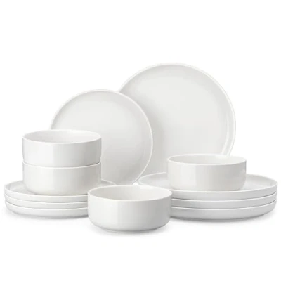 Afbeelding van MALACASA Borden en kommen sets, 12 stuks porseleinen servies sets serviesets chipbestendige keramische schotel set dineren diner service voor 4, wit, serie Luna