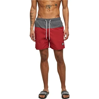 Afbeelding van Urban Classics Block Zwemshorts, Heren, Maat: XXL, Brickred/darkshadow