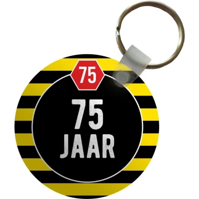 Afbeelding van Sleutelhanger Verjaardag Decoratie 75 jaar Plastic Rond Uitdeelcadeautjes