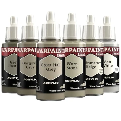 Afbeelding van The Army Painter, Warpaints Fanatic Flexible Triad: Warm Greys &amp; White 6 x 18 ml acrylverf, miniatuur hobbyschilderij, kwaliteitsverf voor wargaming