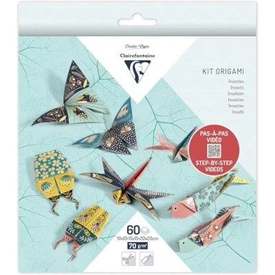 Afbeelding van Origami papier Insecten , set met 3 maten 60 vel 70g motief