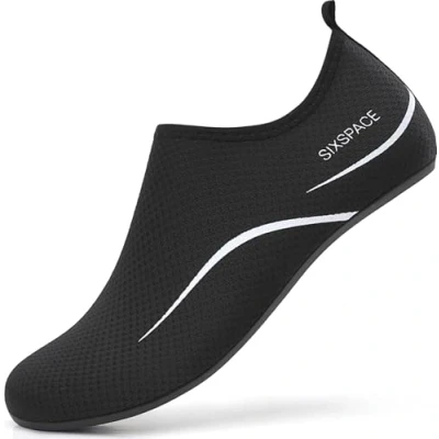 Afbeelding van Sixspace Slip on waterschoenen, voor dames en heren, sneldrogend, ademend, strand, zwembad, surfen yoga, 487, zwart., 40 EU