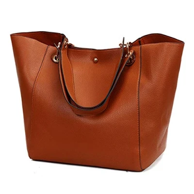 Afbeelding van Pahajim Fashion PU Lederen Waterdichte Handtassen Koppelingen Tassen Grote Tas Dames Tote Schoudertassen voor Vrouwen Zakken Het Werk Boodschappentas(Bruine)