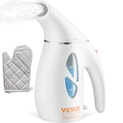 Afbeelding van VEVOR Draagbare stoomstrijkijzer, 900 W, reisstrijkijzer, maximale capaciteit 180 ml, geen strijkplank nodig, witte stoomstrijkijzer met anti hitte handschoenen en 365,76 cm kabel
