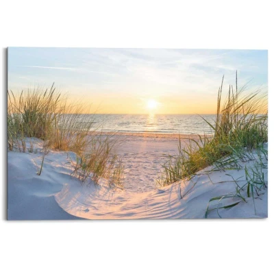 Afbeelding van Schilderij Zonsondergang 60x90 cm Beige Hout