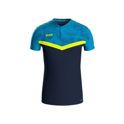 Afbeelding van JAKO Polo Iconic rood/wijnrood L marine blauw/fluogeel /
