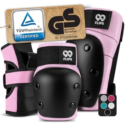 Afbeelding van 99FLIPS inlineskates voor volwassenen, met GS (6 delige set), Dive, L, roze, kniebeschermers kinderen, 12 jaar beschermers, skateboard